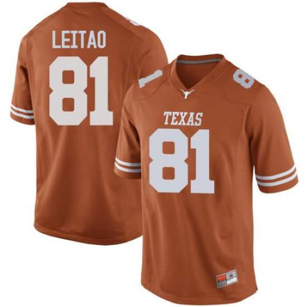 Men University of Texas #81 Reese Leitao Replica Embroidery Jersey Orange